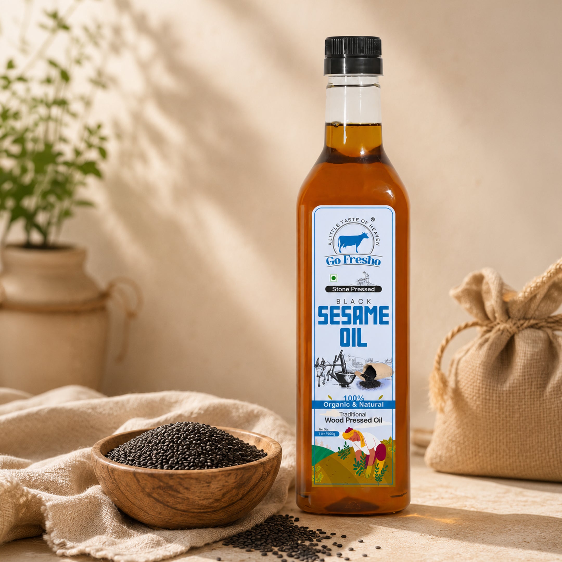Go Fresho Wood Pressed Black Sesame Oil