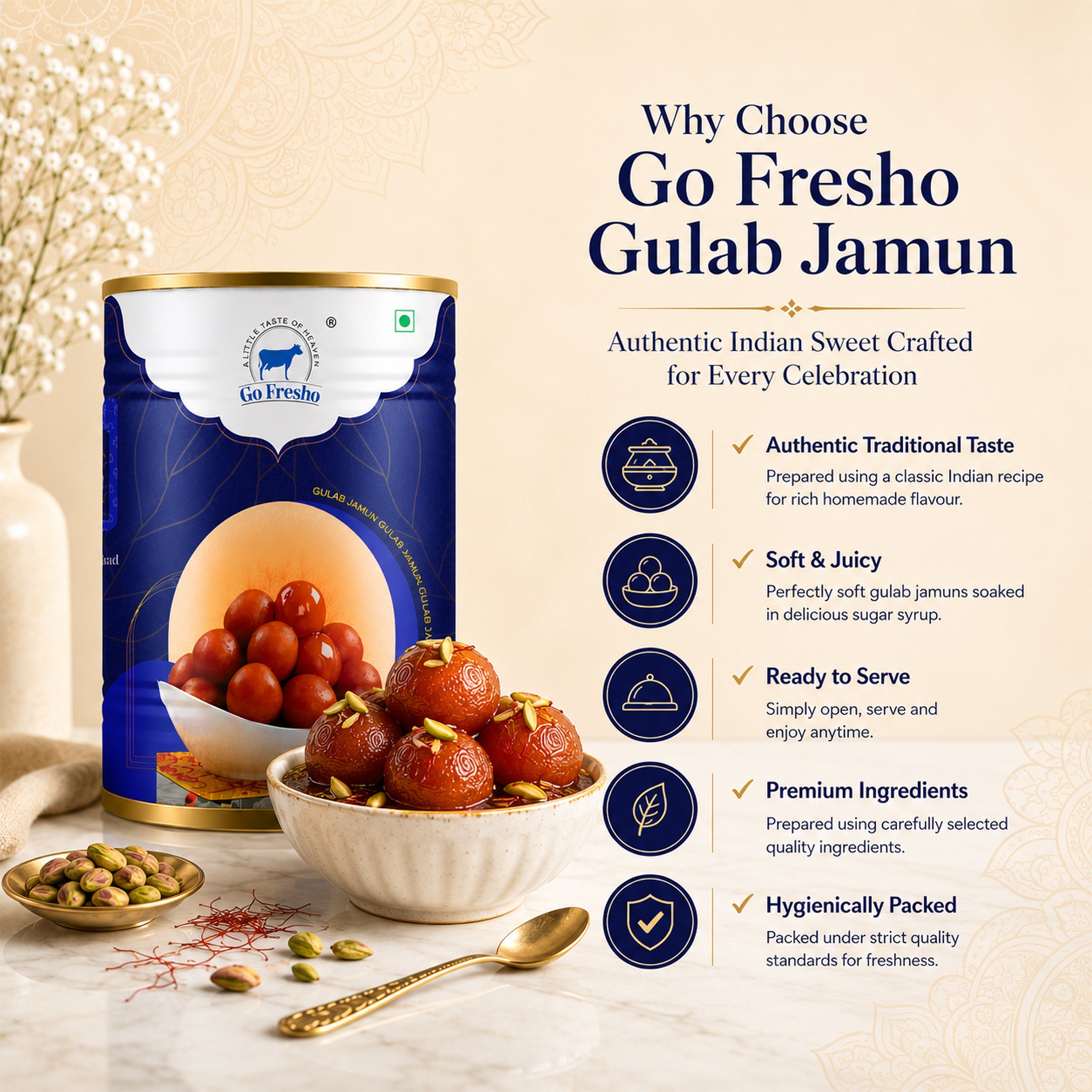 Go Fresho Soft Gulab Jamun – Rich Indian Dessert