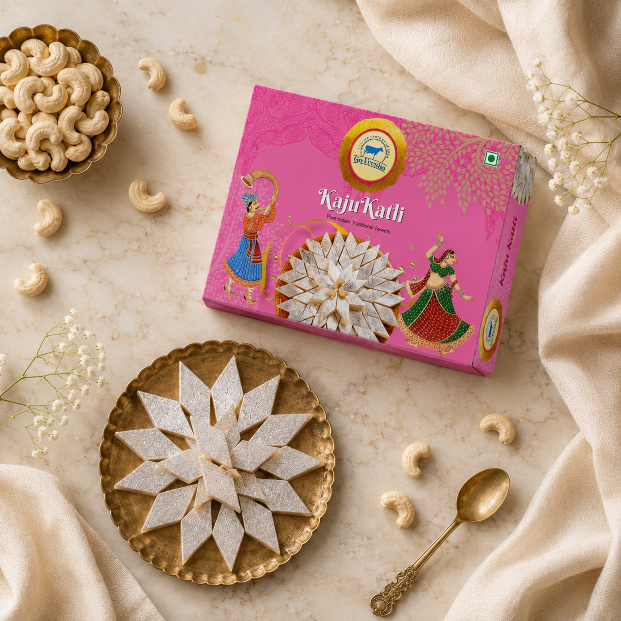 Go Fresho Premium Kaju Katli – Rich Cashew Delight