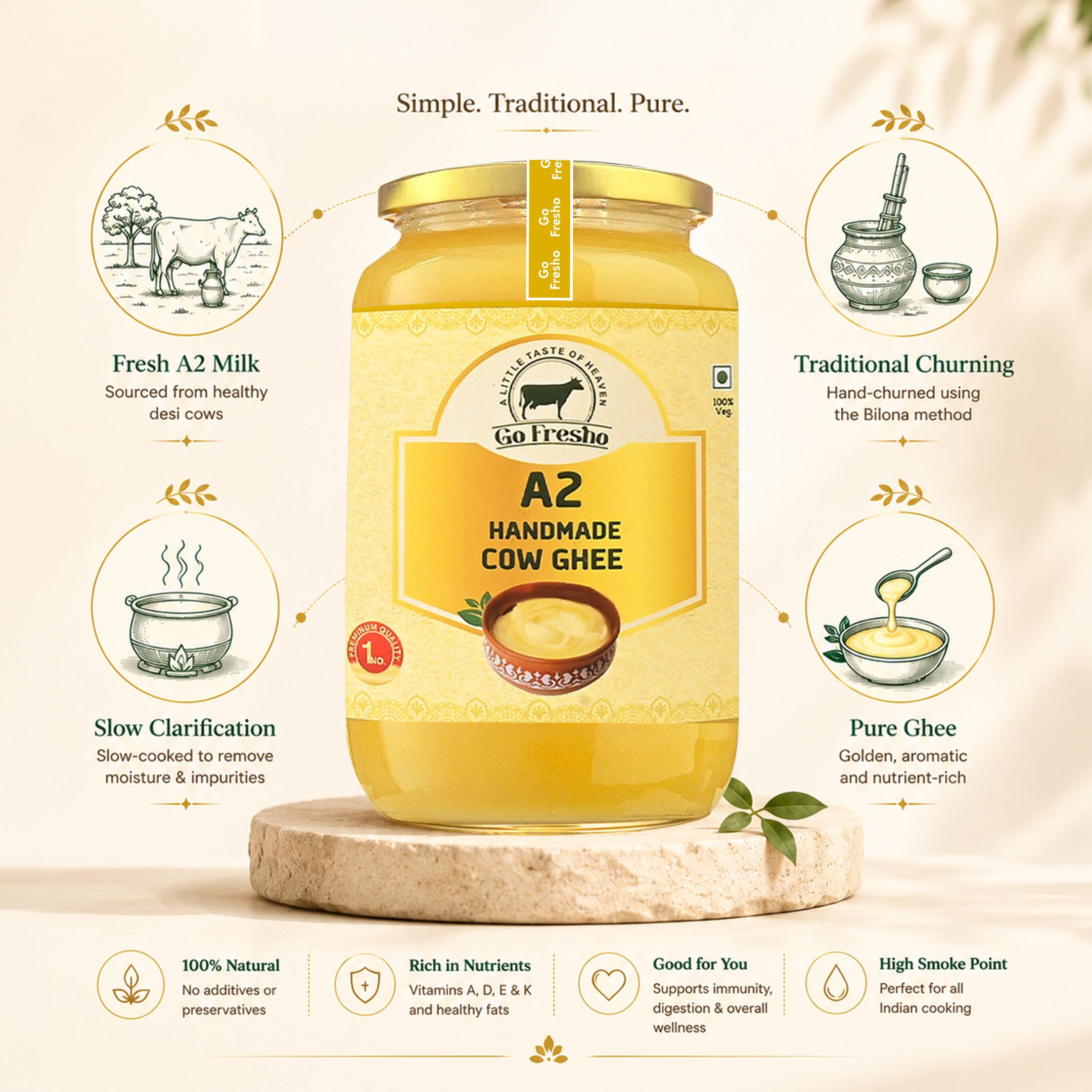Go Fresho A2 Handmade Cow Ghee