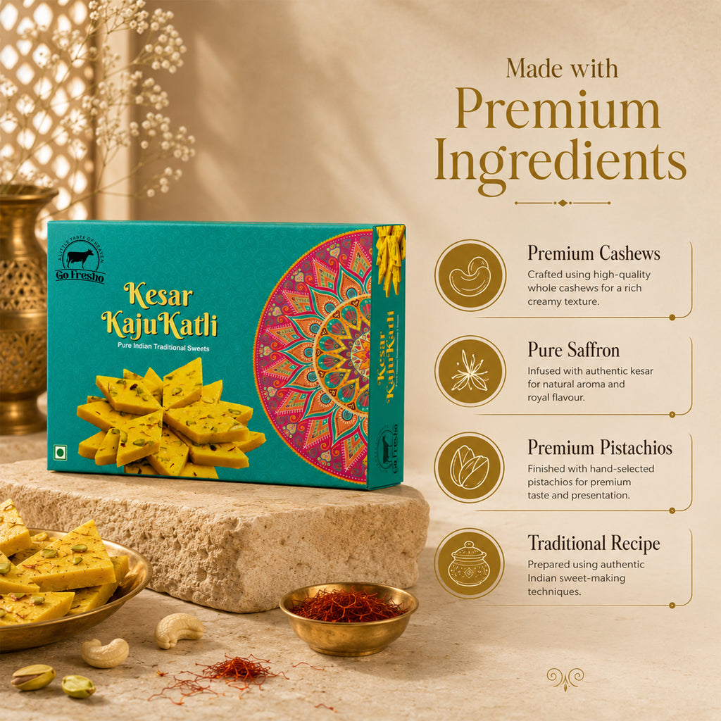 Premium Kesar Kaju Katli – Royal Saffron Cashew Sweet