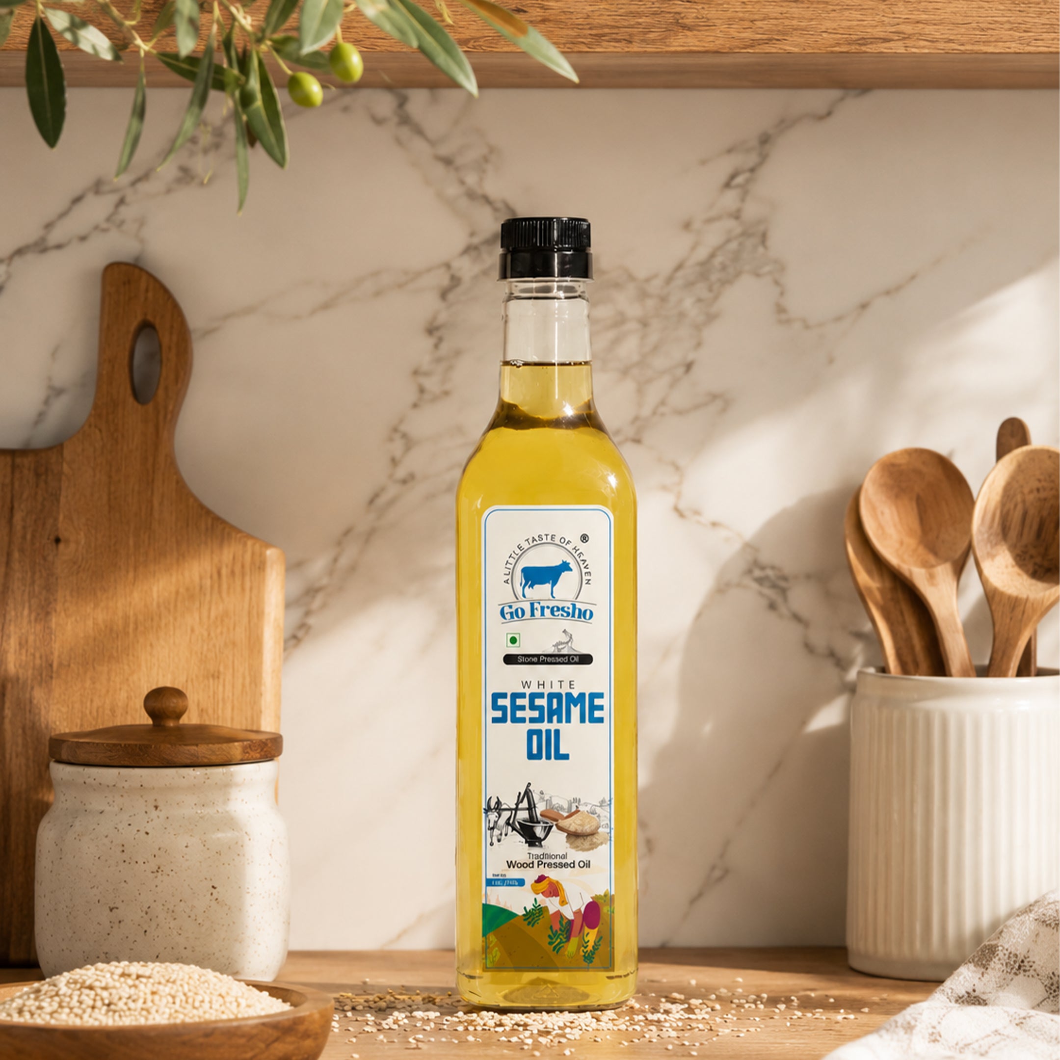 Go Fresho Wood Pressed White Sesame Oil | Pure Til Oil