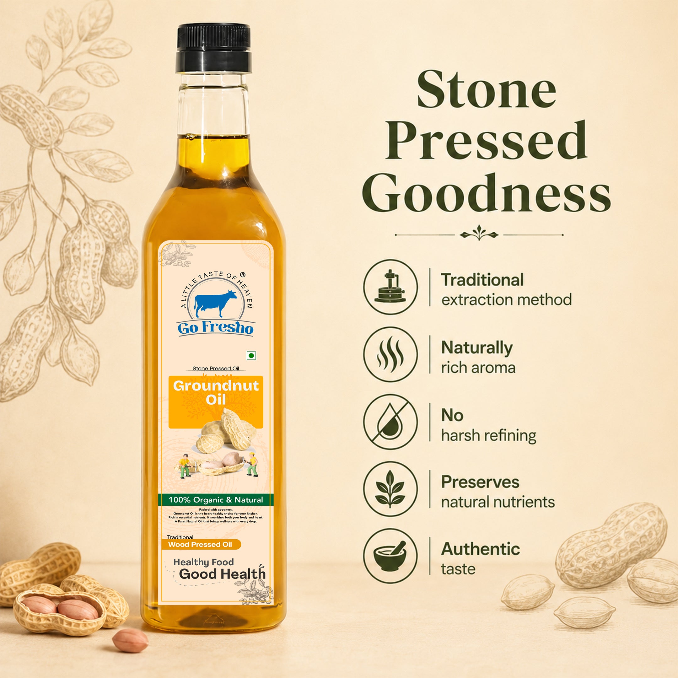 Go Fresho Wood Pressed Groundnut Oil