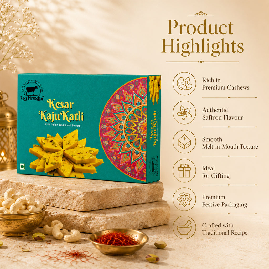 Premium Kesar Kaju Katli – Royal Saffron Cashew Sweet