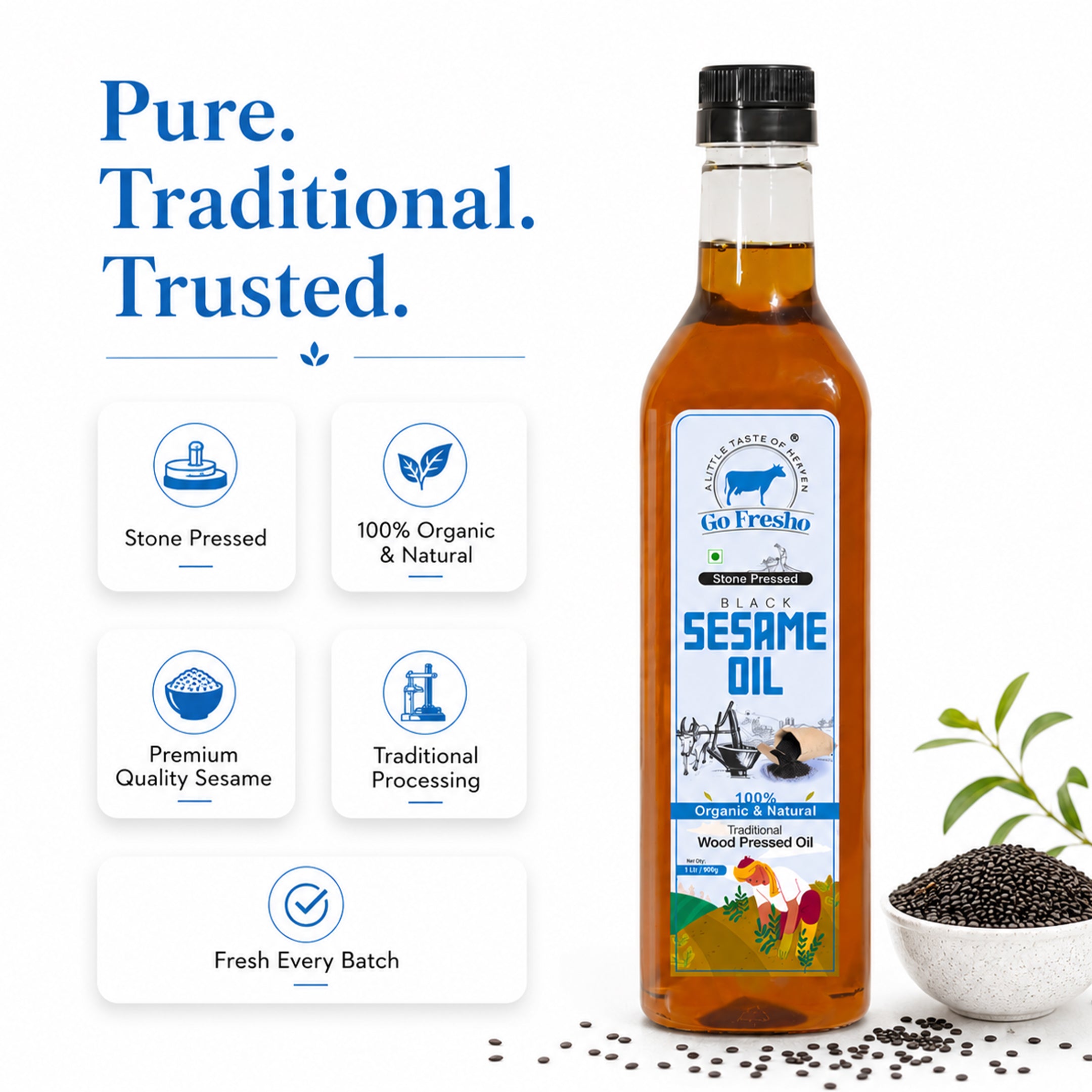 Go Fresho Wood Pressed Black Sesame Oil