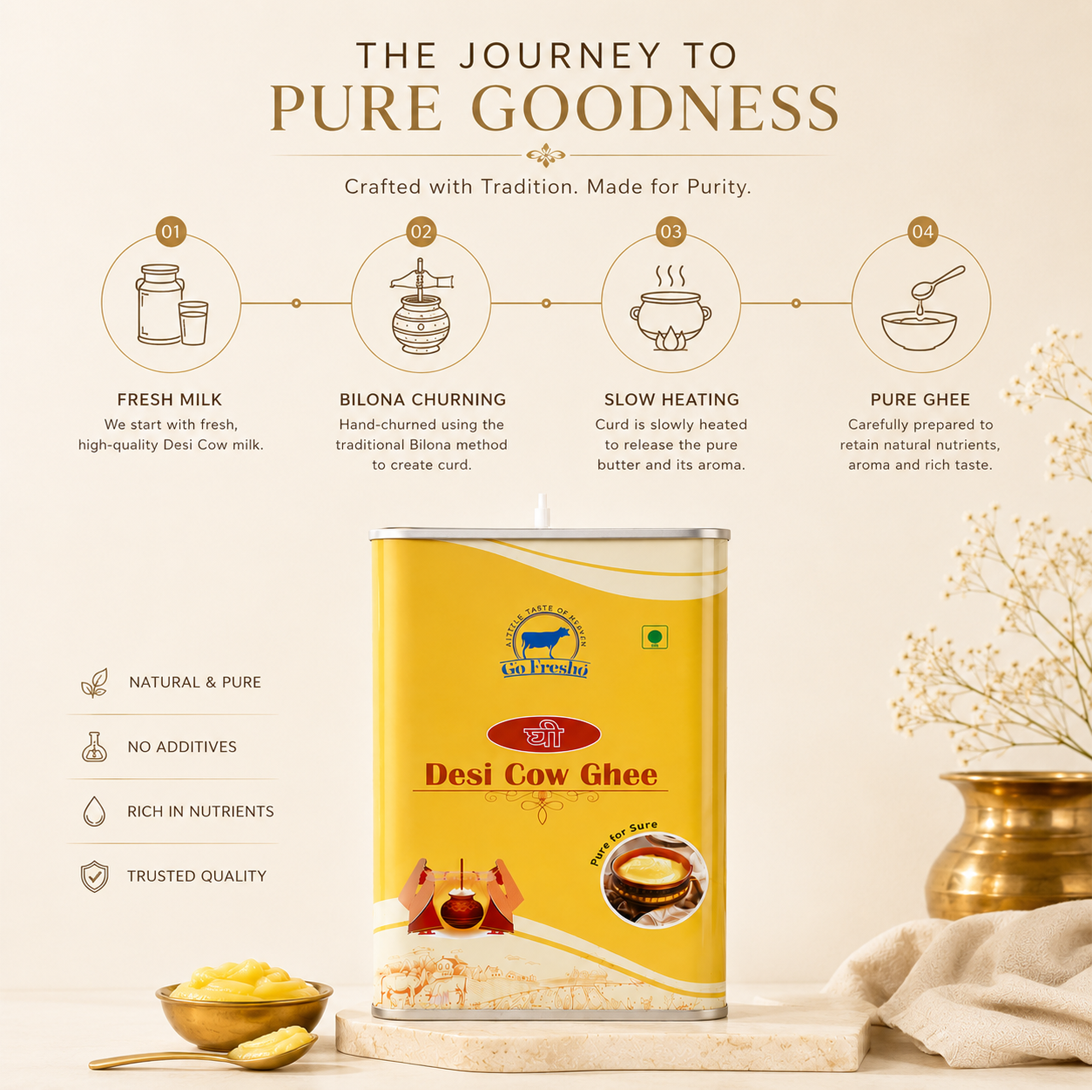 Go Fresho Pure Desi Ghee 5 Litre Tin