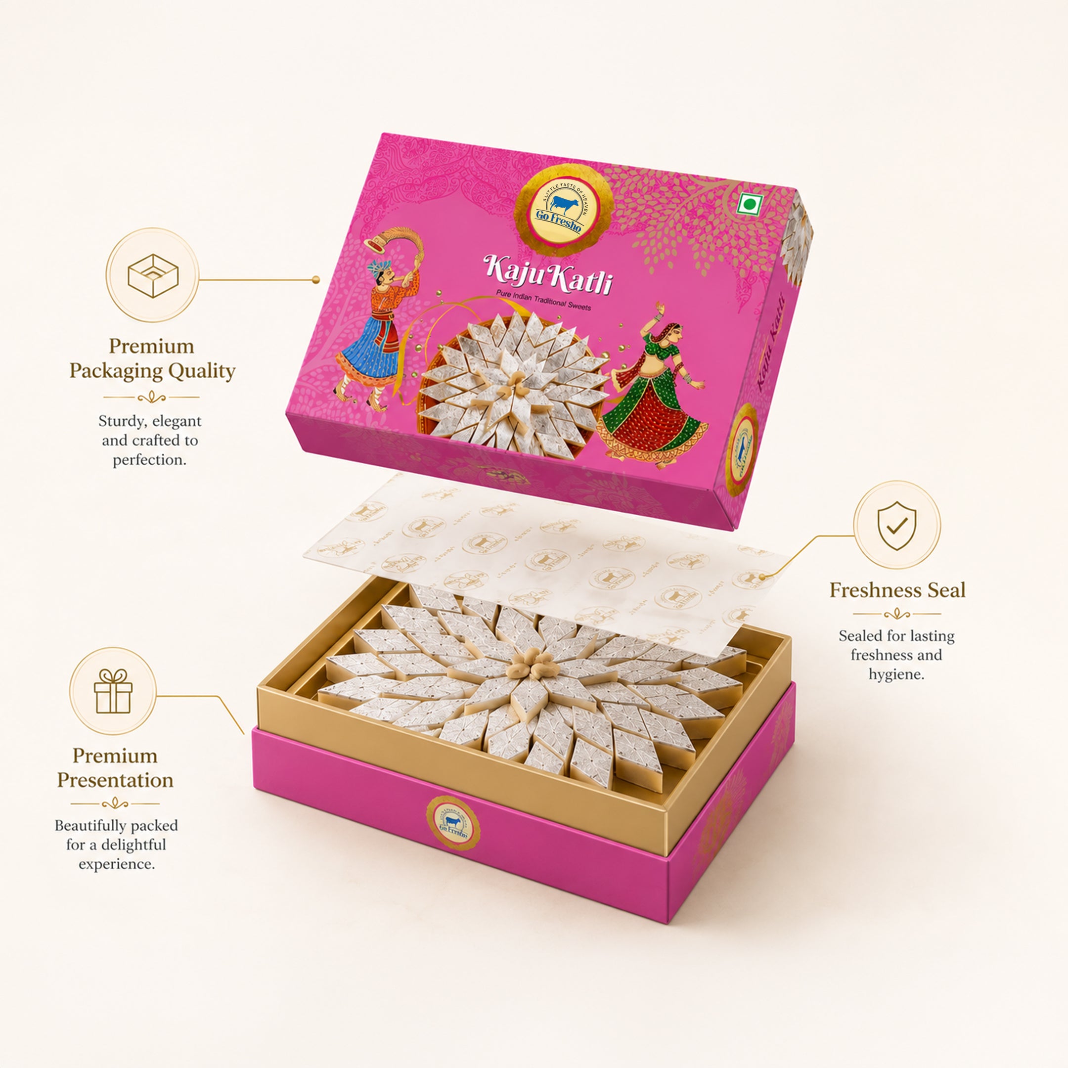 Go Fresho Premium Kaju Katli – Rich Cashew Delight